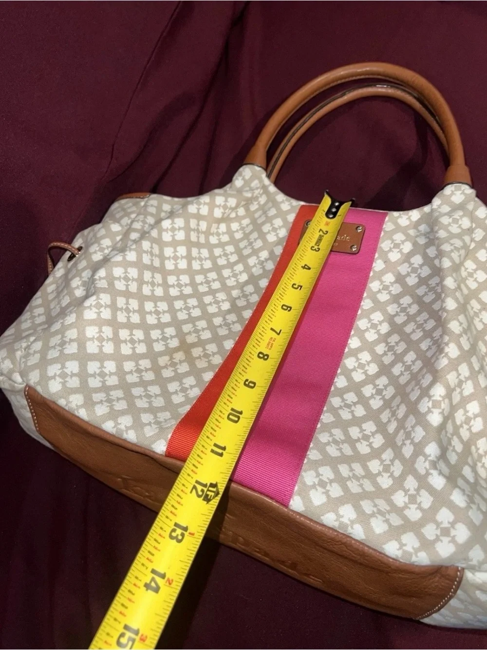 Kate Spade Beige Canvas with Pink and Orange Stripe,diaper bag